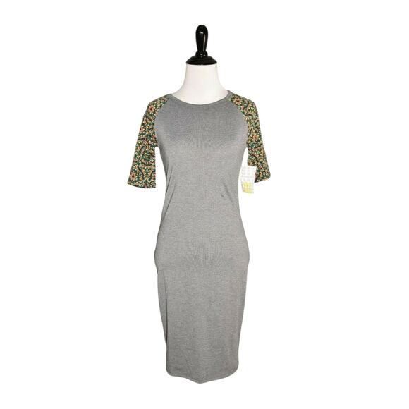 LULAROE‎ NEW $54 Gray Short Sleeve Julia T-Shirt Dress XXS - Picture 1 of 3